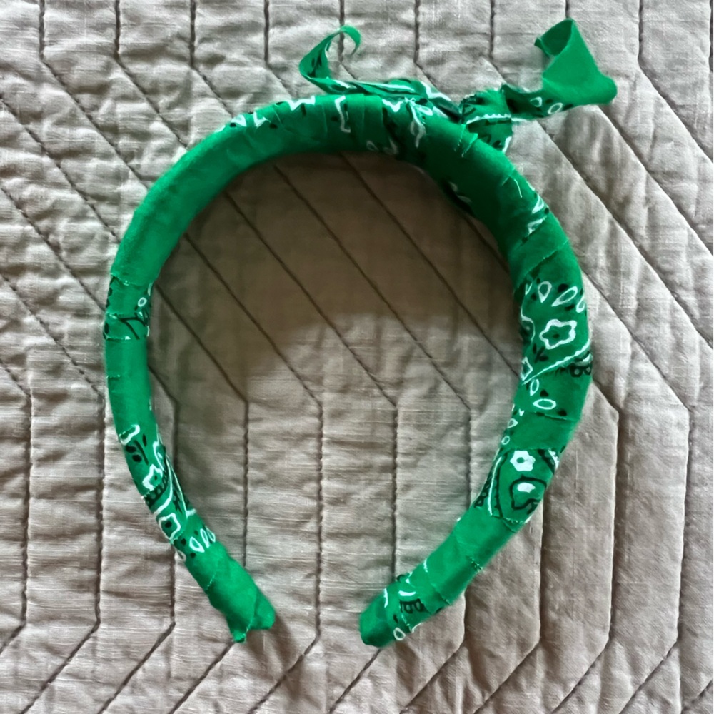 Handmade green bandana headband